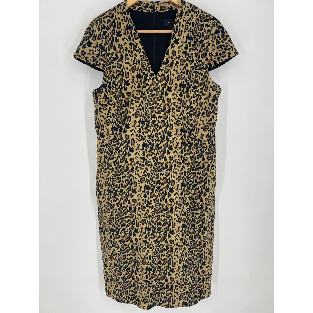 J.Crew Dress Women’s 14 Leopard Print Sheath Career Wedding Cocktail